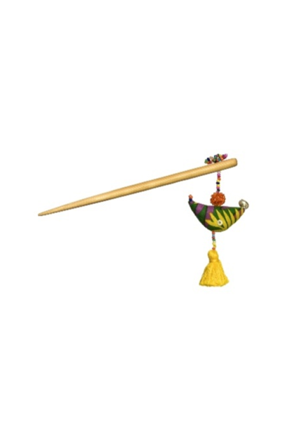 Women's Hair Stick - Dangling Ball - Bamboo/Beads